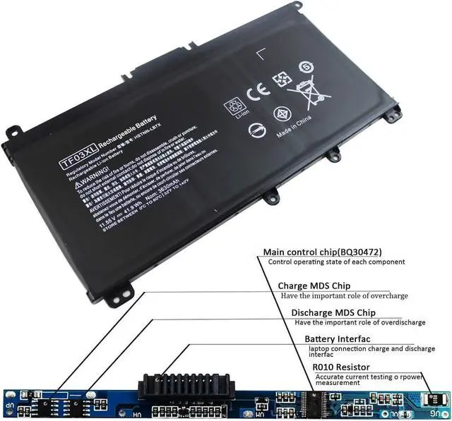 Alt view image 4 of 6 - 41.9WH Type TF03XL Battery Compatible with HP Pavilion 15-CC 15-CD 15-CC154CL 15-CC060WM 15-CC152OD 15-CC055OD 17-AR050WM HSTNN-IB7Y 920046-121 920046-421 HSTNN-LB7X