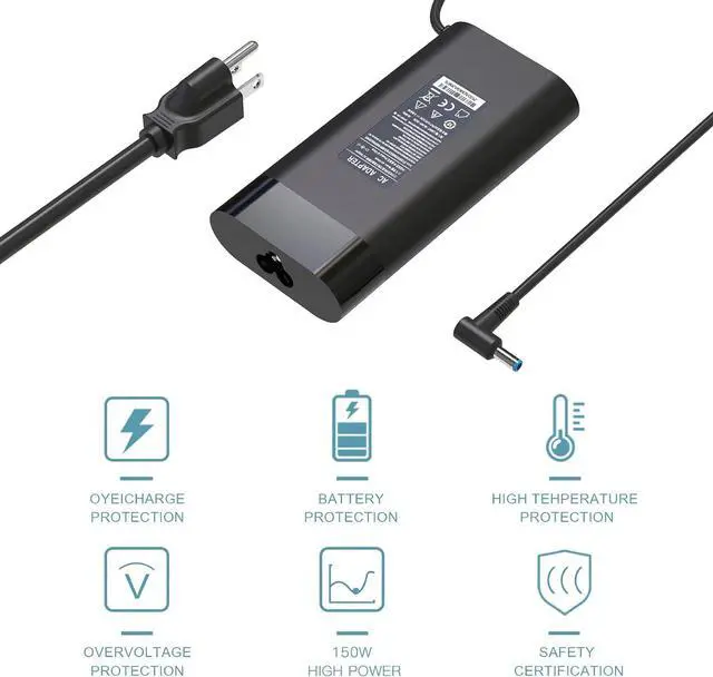 Alt view image 4 of 7 - HotTopStar 150W 19.5V 7.7A AC Power Adapter Compatible for HP 15/17 OMEN Series Laptop, HP ZBook 15 G3 G4 G5 G6, HP Pavilion Gaming 15 17 Laptop Charger TPN-CA11 TPN-DA09 776620-001 TPN-DA03
