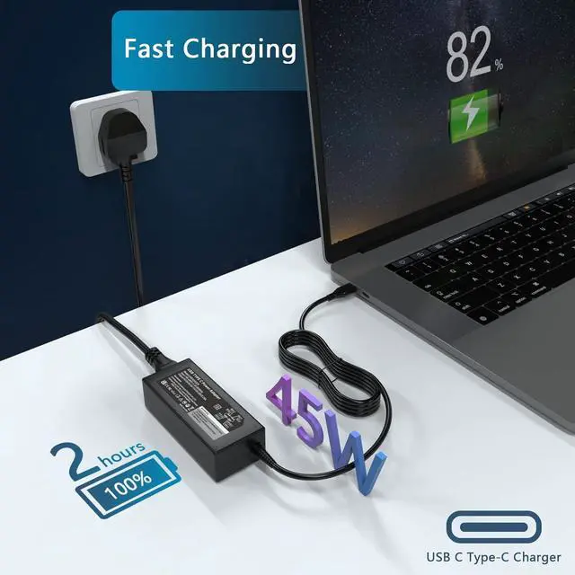 Alt view image 4 of 6 - 45W USB C Charger for Acer Chromebook Spin 714 2in1 514 314 713 515,Acer Chromebook 513 512 516 A18-045N1A A16-045N1A N17Q9 N17Q8 N18Q5 N18Q6 N19Q3 Type C Laptop Power Supply Adapter Cord