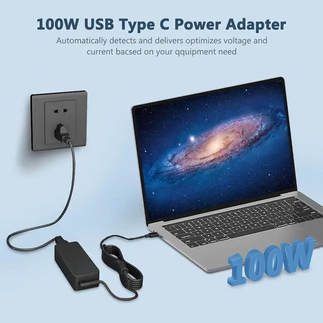 Alt view image 6 of 7 - USB C Laptop Charger, 100W AC Laptop Power Adapter for Lenovo, ThinkPad, HP, Asus, Acer, MacBook, MSI, Dell,Toshiba,Universal Chromebooks Type C Power Cord