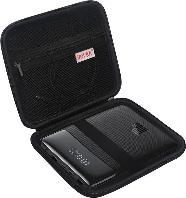 Main image of BOVKE Hard Carrying Case for Baseus 100W Blade USB C Portable Laptop Charger, Super Fast Charging Power Bank for Laptop Phone, Mesh Pocket for Cables, Black