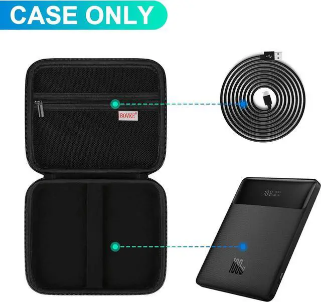Alt view image 2 of 7 - BOVKE Hard Carrying Case for Baseus 100W Blade USB C Portable Laptop Charger, Super Fast Charging Power Bank for Laptop Phone, Mesh Pocket for Cables, Black