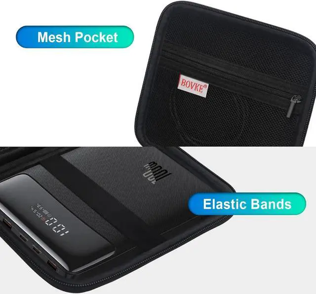 Alt view image 4 of 7 - BOVKE Hard Carrying Case for Baseus 100W Blade USB C Portable Laptop Charger, Super Fast Charging Power Bank for Laptop Phone, Mesh Pocket for Cables, Black