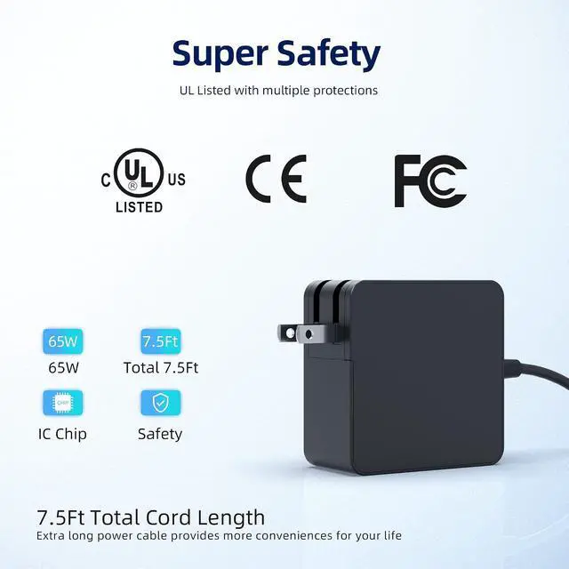 Alt view image 2 of 7 - 65W 45W USB-C Charger Fit for Anker Nebula Capsule II, 3, 3-Laser, Air, Vega, Solar Portable, for XGIMI MoGo 2, 2 Pro, 2-Plus, 3 Pro, 4, 4 Laser Portable Mini Projector AC Adapter Power Cord