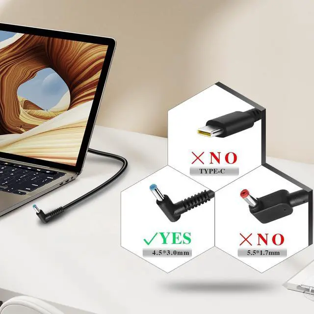 Alt view image 2 of 5 - 65W AC Charger Fit for HP EliteBook x360 830 820 835 840 840r 845 846r 846 848 850 855 755 745 735 725 655 650 645 640 630 1040 G3 G4 G5 G6 G7 G8 G9 G10 Folio 1020 1030 G1 1040 G1 G2 Laptop