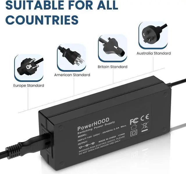 Alt view image 3 of 6 - 19V Power AC Adapter Charger Compatible with Asus TUF Gaming VG24V VG24VQ 24" VG259 VG259Q VG259QM 24.5" VG27AQ VG27BQ VG27VQ 27" ASUS VG279 VG279Q VG279QM PG248QR VX248H LED Monitor Power Supply Cord