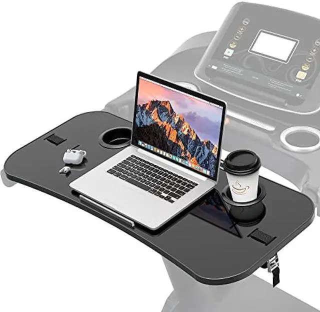 Main image of Treadmill Desk Attachment, 36 Inches Tread Tray Workstation Handlebars Platform with Laptop Holder, Cup Tablet Holder, Ergonomic Stand with Cooling Holes(Black)