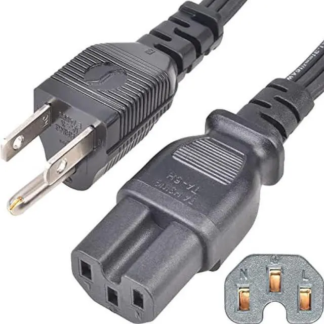 Main image of 3 Ft Replacement Power Cord - Coffee Pot Replacement Part Suitable for Farberware Percolator Cord - Electric Cord for Computer, Monitor, TV - 16 AWG Heavy Duty 1875W 105C 15A 3 Prong Grounded, Black