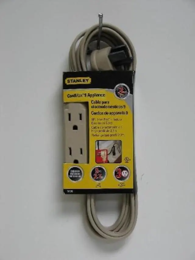 Alt view image 2 of 2 - Stanley 31125 CordMax9 Appliance, Grounded 9ft 3-Outlet Low Profile Indoor Extension Cord, Beige
