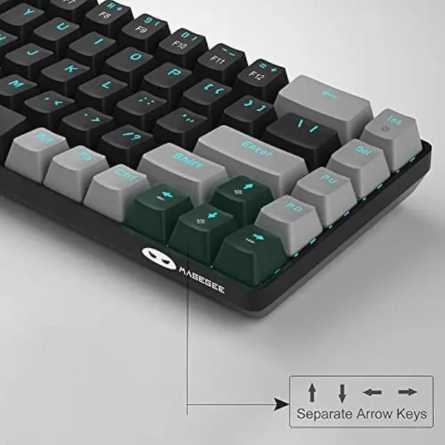 Alt view image 3 of 6 - MageGee Portable 60% Mechanical Gaming Keyboard, MK-Box LED Backlit Compact 68 Keys Mini Wired Office Keyboard with Red Switch for Windows Laptop PC Mac - Black/Grey