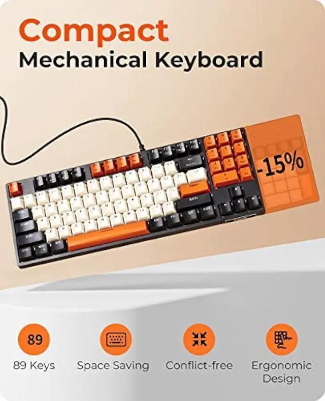 Alt view image 2 of 6 - Havit Mechanical Keyboard, Wired Compact PC Keyboard with Number Pad Red Switch Mechanical Gaming Keyboard 89 Keys for Computer/Laptop (Black)