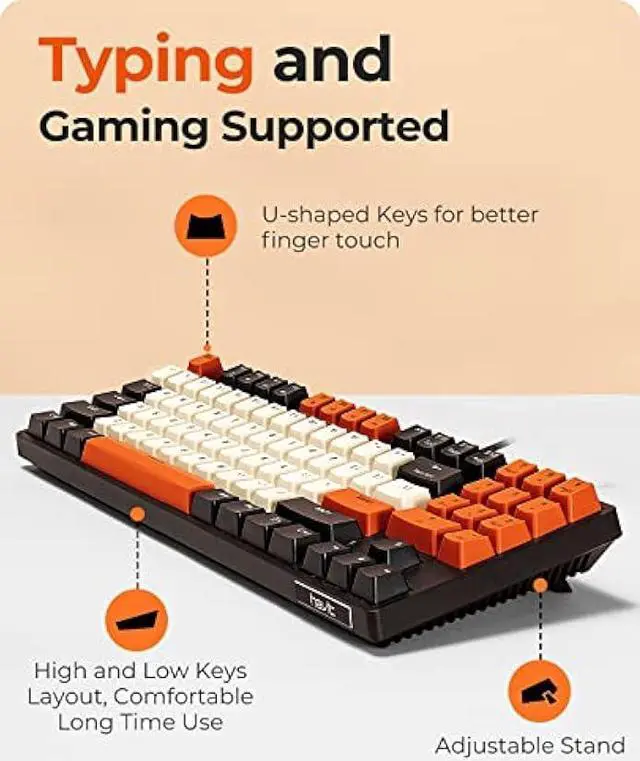 Alt view image 4 of 6 - Havit Mechanical Keyboard, Wired Compact PC Keyboard with Number Pad Red Switch Mechanical Gaming Keyboard 89 Keys for Computer/Laptop (Black)