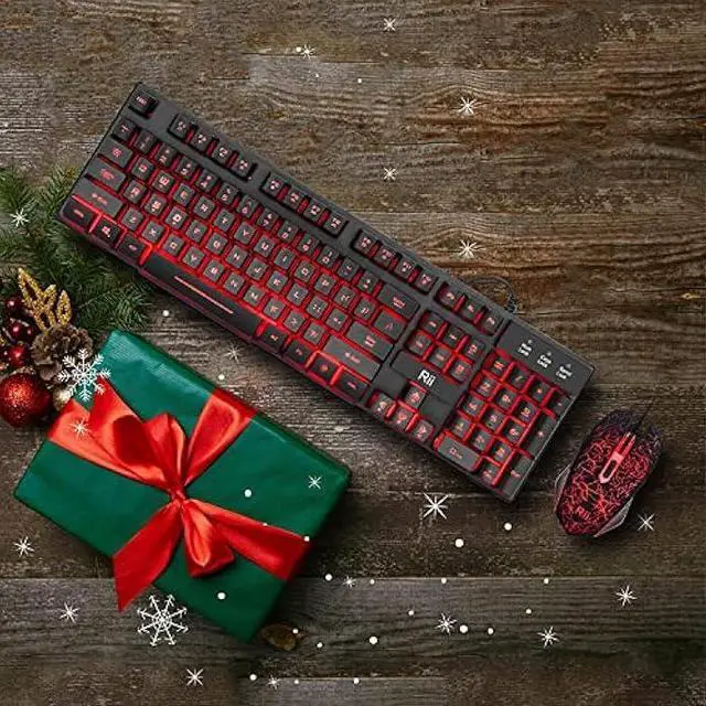 Alt view image 2 of 6 - Rii Gaming Keyboard and Mouse Set, 3-LED Backlit Mechanical Feel Business Office Keyboard Colorful Breathing Backlit Gaming Mouse for Working or Primer Gaming,Office Device (RK108)