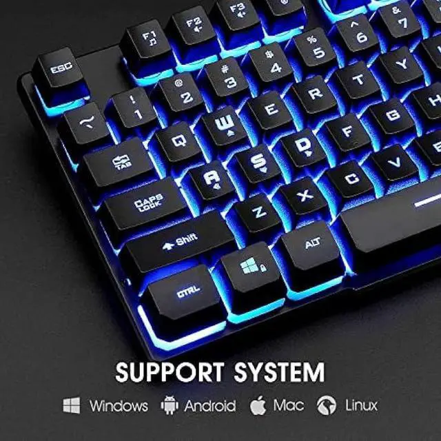 Alt view image 5 of 6 - Rii Gaming Keyboard and Mouse Set, 3-LED Backlit Mechanical Feel Business Office Keyboard Colorful Breathing Backlit Gaming Mouse for Working or Primer Gaming,Office Device (RK108)