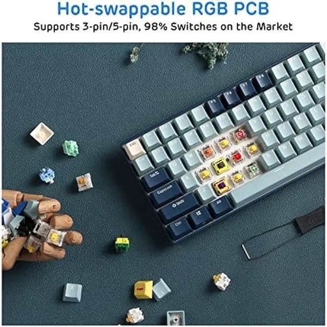 Alt view image 5 of 6 - RK ROYAL KLUDGE RK96 RGB Limited Ed, 90% 96 Keys Wireless Triple Mode Bluetooth 5.0/2.4G/USB-C Hot Swappable Mechanical Keyboard w/Wrist Rest, Software Support & Massive Battery, RK Yellow Switch
