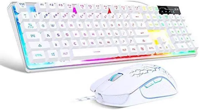 Main image of Gaming Keyboard and Mouse Combo, K1 RGB LED Backlit Keyboard with 104 Key Computer PC Gaming Keyboard for PC/Laptop(White)