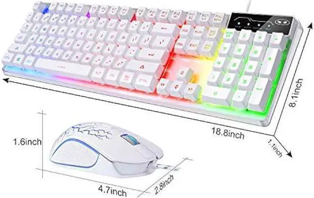 Alt view image 3 of 6 - Gaming Keyboard and Mouse Combo, K1 RGB LED Backlit Keyboard with 104 Key Computer PC Gaming Keyboard for PC/Laptop(White)