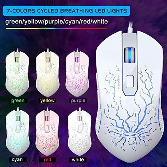 Alt view image 6 of 6 - Gaming Keyboard and Mouse Combo, K1 RGB LED Backlit Keyboard with 104 Key Computer PC Gaming Keyboard for PC/Laptop(White)