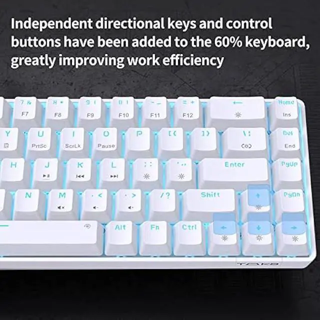 Alt view image 4 of 6 - DIERYA T68SE 60% Gaming Mechanical Keyboard,Ultra Compact Mini 68 Key with Blue Switches Wired Keyboard,Anti-Ghosting Keys, for Windows Laptops and PC Gamers,White