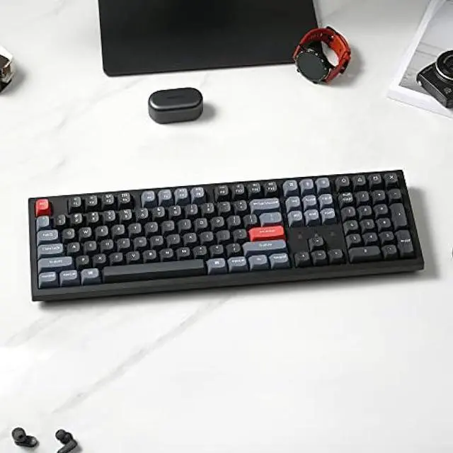 Alt view image 6 of 7 - Keychron K10 Pro Wireless Custom Mechanical Keyboard, Full-Size QMK/VIA Programmable Bluetooth/Wired White Backlight with Hot-swappable Keychron K Pro Brown Switch Compatible with Mac Windows Linux