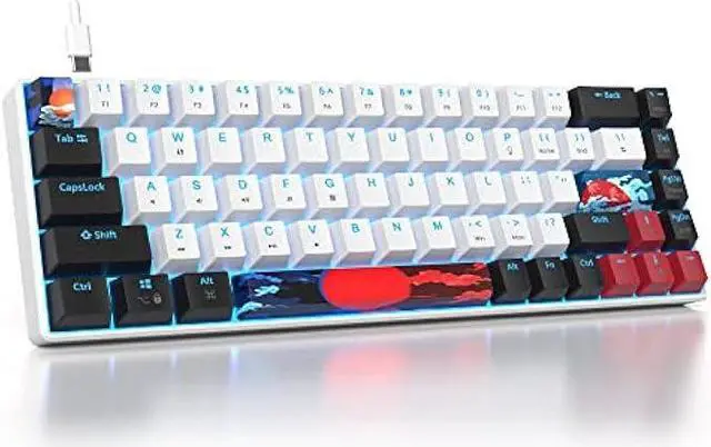 Main image of Ussixchare 60 Percent Gaming Keyboard 68 Keys Mechanical Keyboard LED Backlit Compact Wired Keyboard with Red Switch for Windows MAC PS4/5 Xbox Gamer(Black-White)