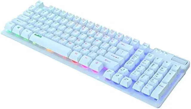 Alt view image 4 of 6 - FIRSTBLOOD ONLY GAME. AF981 Wired 99Keys Computer Keyboard, Quite Brown Mechanical Feeling Membrane Gaming Keyboard, Colorful Backlit, Volume Scroll Wheel for PC Laptop, Blue