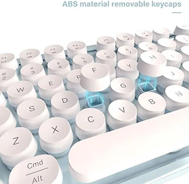 Alt view image 6 of 7 - UBOTIE Colorful Computer Wireless Keyboard Mouse Combos, Typewriter Flexible Keys Office Full-Sized Keyboard, 2.4GHz Dropout-Free Connection and Optical Mouse (Green-White)
