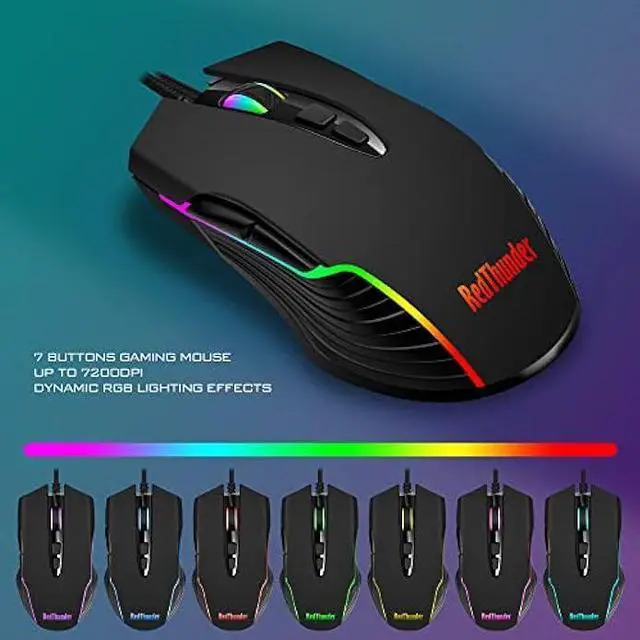 Alt view image 6 of 6 - RedThunder K10 Wired Gaming Keyboard and Mouse and Wrist Rest Combo, RGB Backlit, Mechanical Feel Anti-ghosting Keyboard + 7D 7200 DPI Mice+Soft Leather Wrist Rest 3 in 1 PC Gamer Accessories(Black)