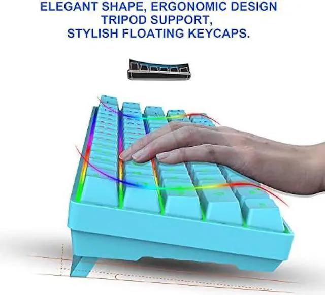 Alt view image 5 of 6 - Snpurdiri 60% Wireless Gaming Keyboard and Mouse Combo,LED Backlit Rechargeable 2000mAh Battery,Small Membrane But Mechanical Feel Keyboard + 6D 3200DPI Mice for Gaming,Business OfficeBlue