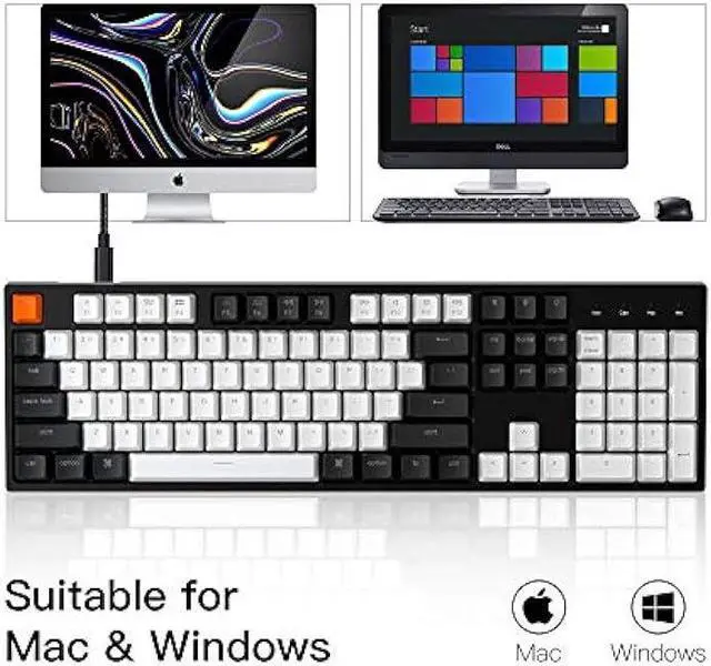 Alt view image 3 of 7 - Keychron C2 Full Size 104 Keys Wired Mechanical Gaming Keyboard for Mac Layout, K Pro Brown Switch/White LED Backlight/Double Shot ABS Keycaps/USB C Computer Keyboard for Windows Laptop