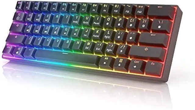 Main image of HK Gaming GK61 Mechanical Gaming Keyboard 60 Percent | 61 RGB Rainbow LED Backlit Programmable Keys | USB Wired | for Mac and Windows PC | Hotswap Gateron Mechanical Blue Switches | Black