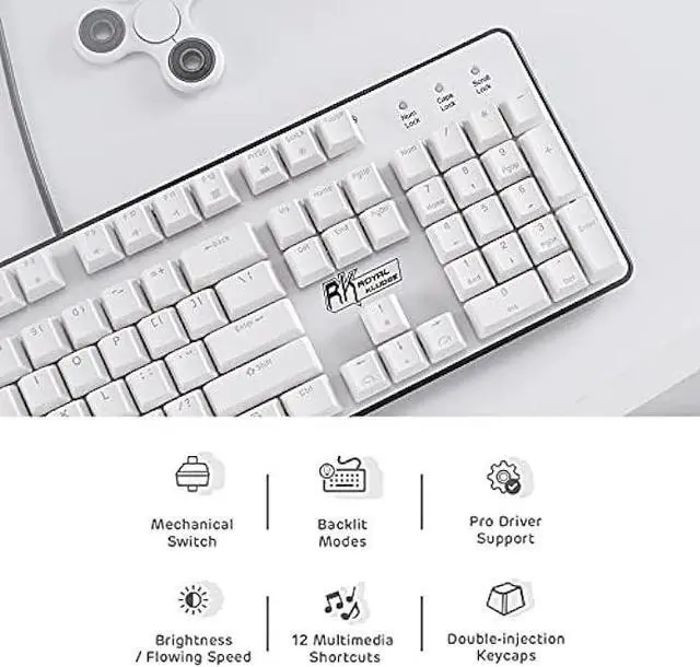 Alt view image 2 of 7 - RK ROYAL KLUDGE RK920 Full Size Mechanical Keyboard, Rainbow Backlit Gaming Keyboard, 104 Keys Wired Mechanical Keyboard with Number Pad, Quite Red Switch