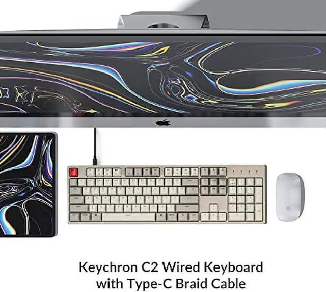 Alt view image 3 of 7 - Keychron C2 Full Size Hot-swappable Wired Mechanical Keyboard Compatible with Mac, Keychron Red Switch, 104 Keys ABS Retro Color Keycaps Gaming Keyboard for Windows, USB-C Type-C Braid Cable