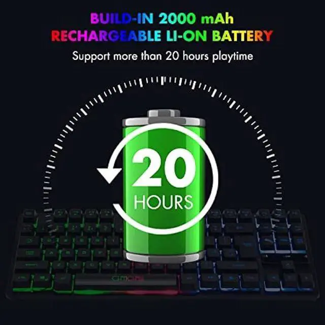 Alt view image 5 of 7 - Gaming Wireless TKL Keyboard Mouse Combo Rechargeable LED Backlit Tenkeyless Compact 87 Keys 6 Button for Computer Laptop PS4 PS5 Switch Compatible with Windows XP/7/8/10 iMac MacBook Xbox one X