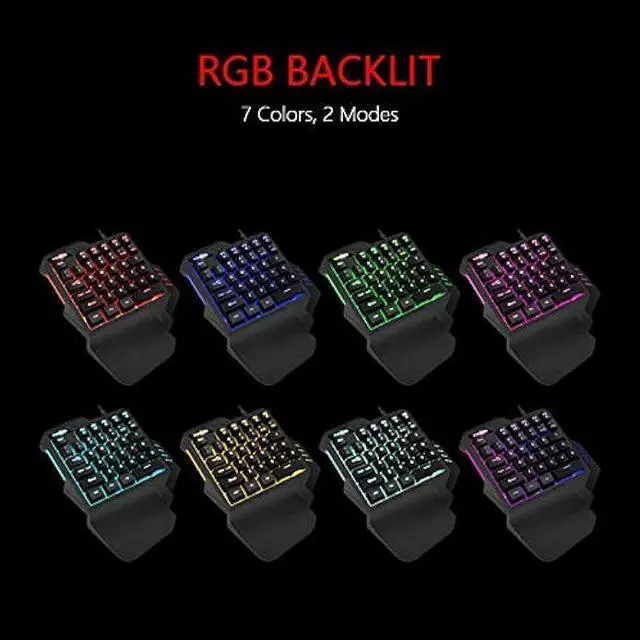Alt view image 2 of 6 - RedThunder One Handed Gaming Keyboard RGB Backlit 35 Keys Portable Mini Gaming Keypad Ergonomic Game Controller for PC Gamer
