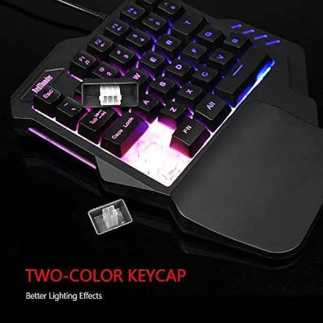 Alt view image 6 of 6 - RedThunder One Handed Gaming Keyboard RGB Backlit 35 Keys Portable Mini Gaming Keypad Ergonomic Game Controller for PC Gamer