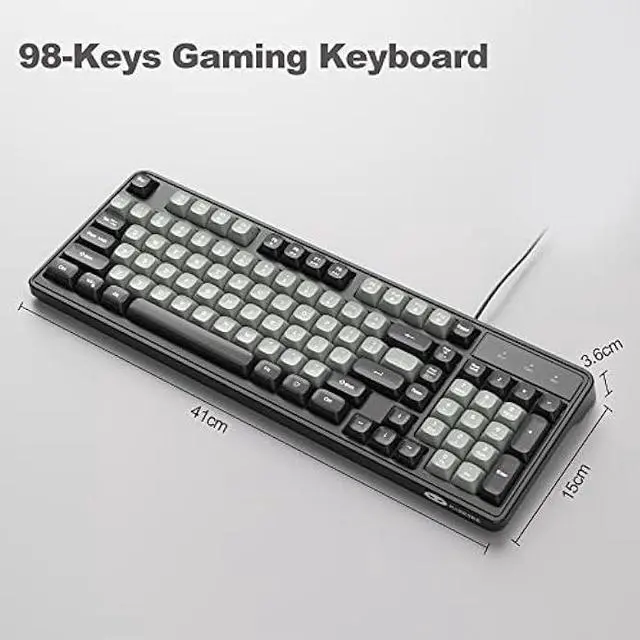 Alt view image 5 of 7 - Camiysn Gaming Keyboard, 98 Keys Wired Quiet Gaming Keyboard with Ergonomic Keycaps Colorful Backlit, Multimedia Keys, Anti-Ghosting Keyboard for PC/Laptop, Black & Grey