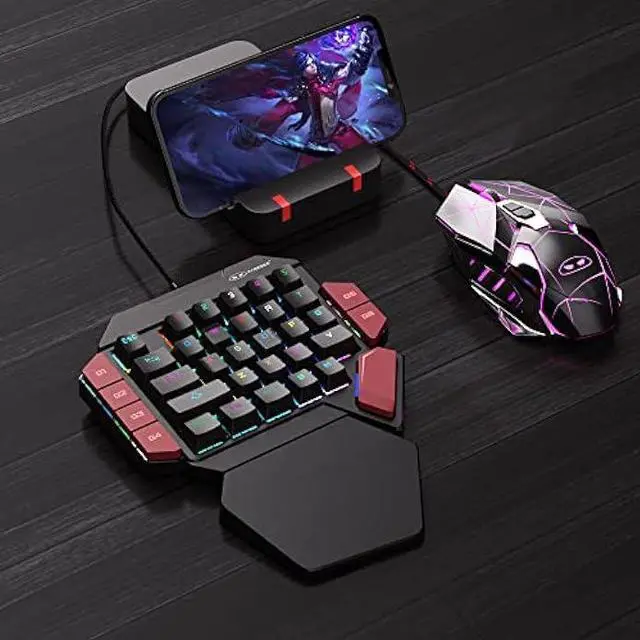 Alt view image 6 of 7 - MageGee One Handed Professional Gaming Keyboard, RGB Backlit 35 Keys Mini Wired Mechanical Keyboard with Blue Switch for PC Gamer, Support 6 Macro Keys - Black/Red