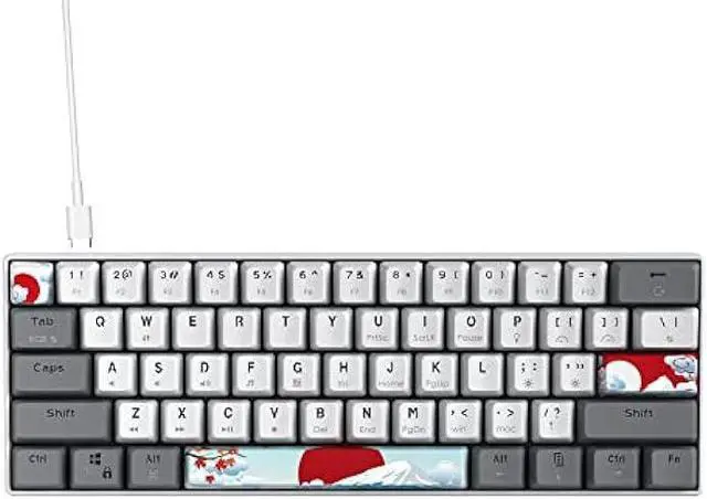 Alt view image 2 of 6 - Owpkeenthy RGB Mechanical Keyboard 60 Percent Red Switches, Ultra-Compact Mini Wired Gaming Keybaord with Backlit PBT Dye-Sub Keycaps for Win/Mac/PC (White/Red Switch)