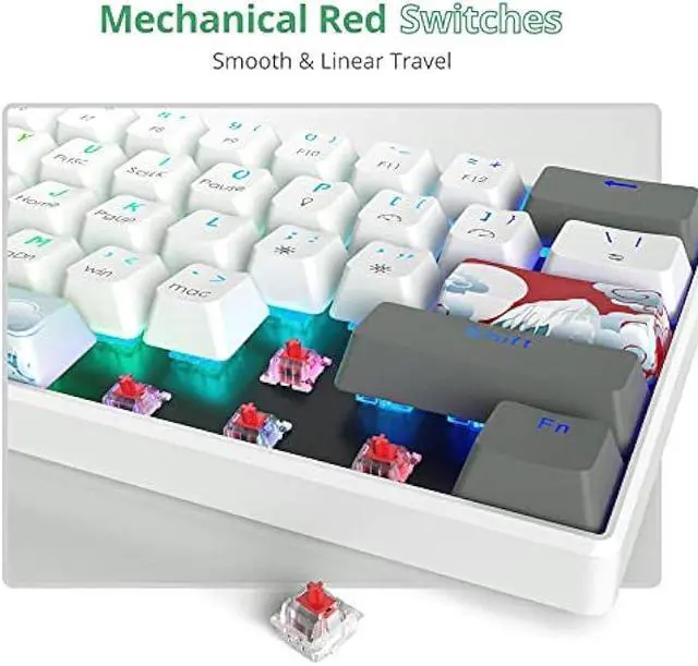 Alt view image 4 of 6 - Owpkeenthy RGB Mechanical Keyboard 60 Percent Red Switches, Ultra-Compact Mini Wired Gaming Keybaord with Backlit PBT Dye-Sub Keycaps for Win/Mac/PC (White/Red Switch)