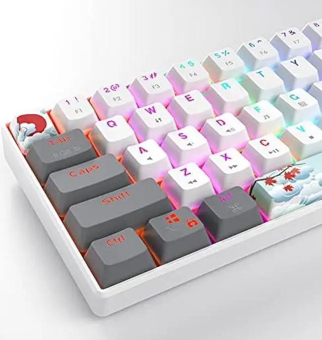 Alt view image 6 of 6 - Owpkeenthy RGB Mechanical Keyboard 60 Percent Red Switches, Ultra-Compact Mini Wired Gaming Keybaord with Backlit PBT Dye-Sub Keycaps for Win/Mac/PC (White/Red Switch)