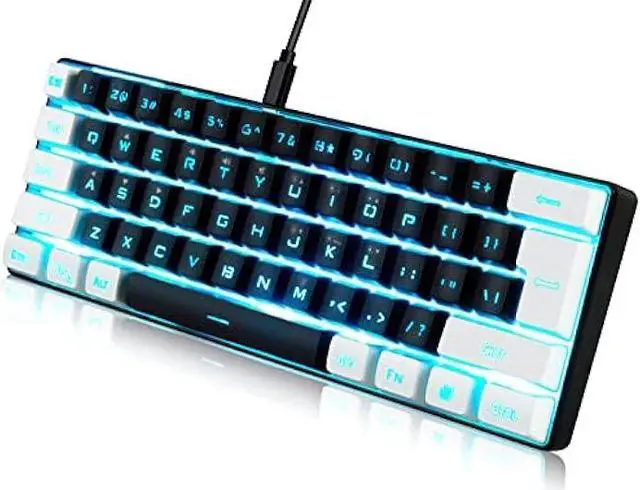 Main image of abucow Gaming Keyboard Minimalist Portable Wired Ultra-Compact Mini Imitation 61 Keys RGB Backlit Keyboard (Black-White)