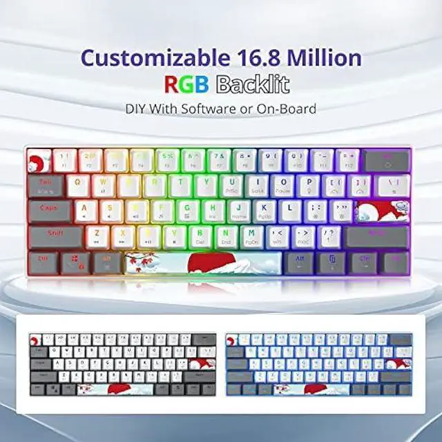 Alt view image 3 of 6 - Owpkeenthy RGB Mechanical Keyboard 60 Percent Red Switches, Ultra-Compact Mini Wired Gaming Keybaord with Backlit PBT Dye-Sub Keycaps for Win/Mac/PC (White/Red Switch)