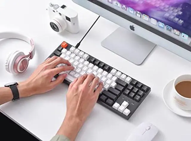 Alt view image 2 of 7 - Keychron C1 87 Key TKL Wired Mechanical Keyboard for Mac Windows, 80% Layout Gateron Brown Switch White LED Backlit Double-Shot ABS Keycaps, USB-C Gaming Keyboard for Gamer/Typists/Office