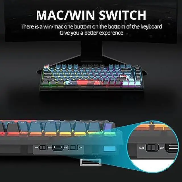 Alt view image 5 of 6 - Guffercty kred 75% Percent Keyboard Gasket Mount, Hot-swappable RGB Mechanical Gaming Keyboard Programmable with Quiet Pre-lubed switches for Mac/Win (75% Monster)