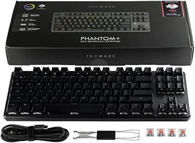 Alt view image 6 of 6 - TECWARE Phantom+ 87 Key Mechanical Keyboard, RGB led, Wraith Red Switch