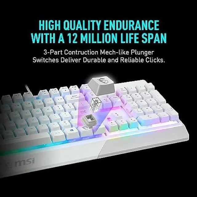 Alt view image 2 of 7 - MSI Vigor GK30 Combo White, 6-Zone RGB GK30 Gaming Keyboard & GM11 Gaming Mouse, Water Repellent & Splash-Proof, 5000 DPI