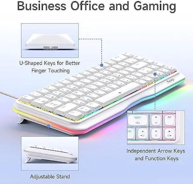 Alt view image 4 of 7 - KEMOVE K68se 60% Gaming Mechanical Keyboard RGB Backlit,Linear Red Switch,Ultra-Compact 68 Key Keyboard,White
