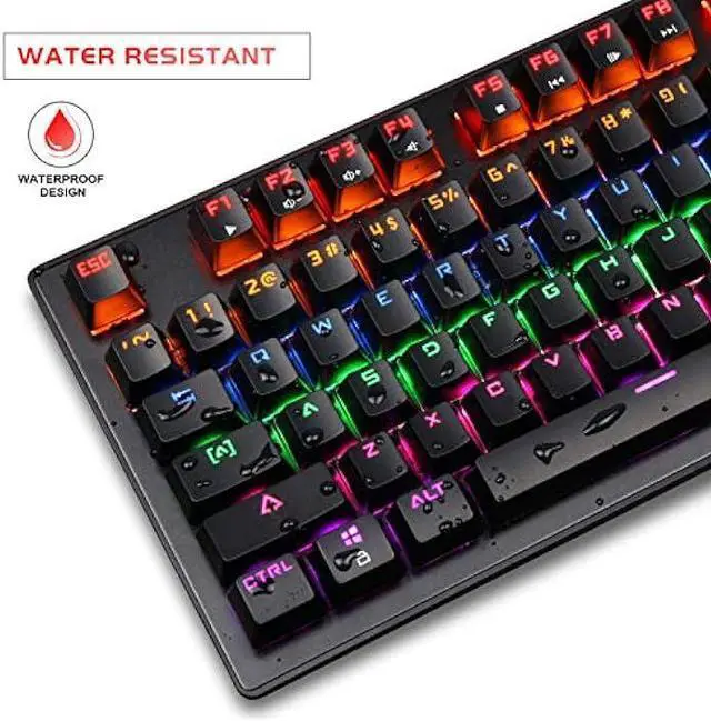 Alt view image 3 of 7 - Anivia True Mechanical Gaming Keyboard Wired, Ergonomic Keyboard with Blue Switches, 87 Keys Waterproof Mini Keyboard for PC Laptop, RGB LED Rainbow Backlight