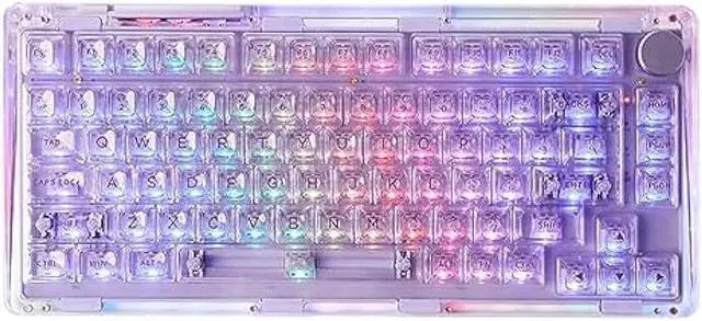 Main image of KiiBoom Phantom 81 V2 75% Hot Swappable Upgraded Crystal Gasket-Mounted Mechanical Keyboard, Triple Mode NKRO Gaming Keyboard with South-facing RGB, Clear Keycaps, 4000mAh Battery for Win/Mac (Purple)